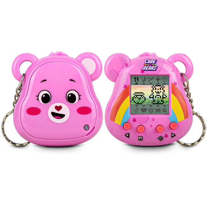 Care Bears Digital Pet featuring Cheer Bear design, pink with a screen and rainbow accents for fun mini-games.