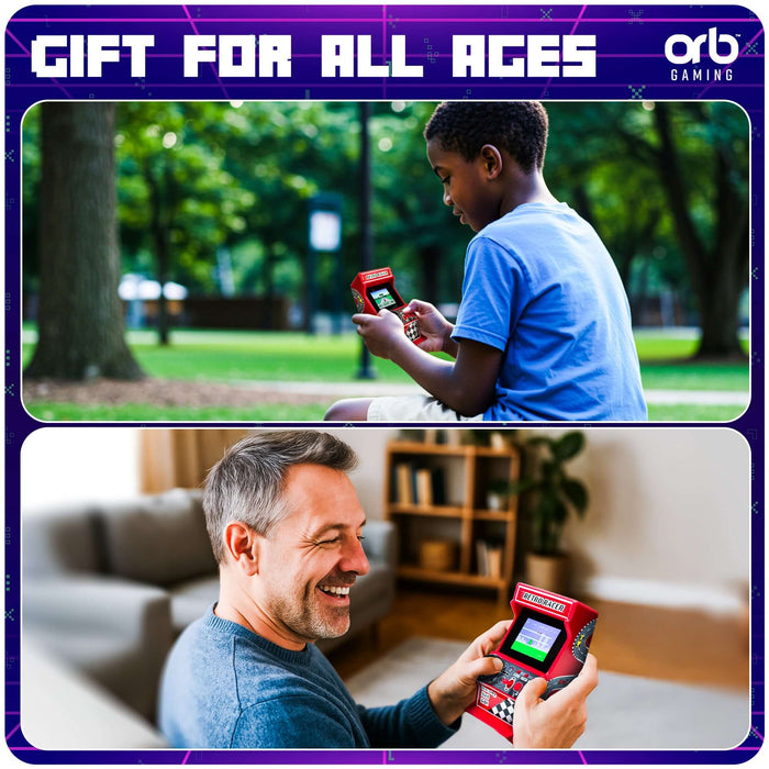 Retro Mini Racing Arcade Machine (30 Games) enjoyed by children and adults in outdoor and indoor settings.