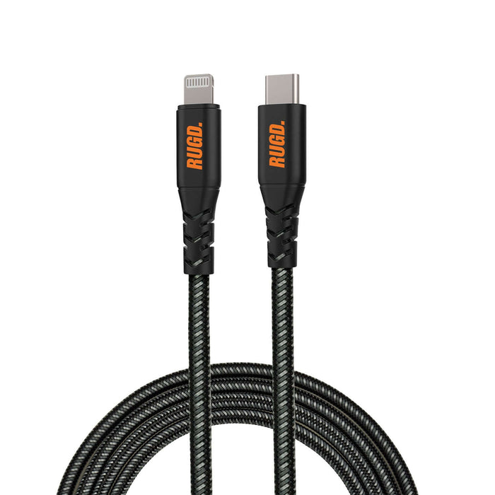 RUGD. Rhino Power Lightning MFi to USB-C 3A, 60W PD Charging Cable for Apple devices