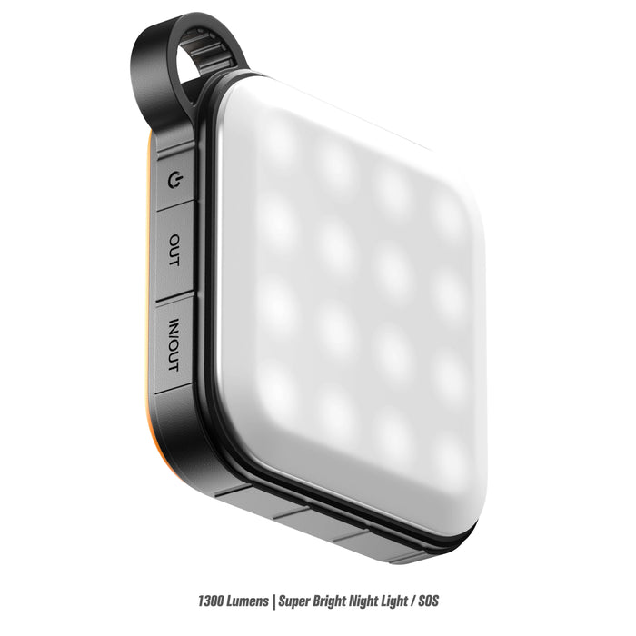 RUGD Power Brick I Power Bank and Camping Light with Carabiner, 1300 Lumens SOS and Night Light