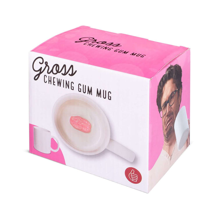 Packaging of Chewing Gum 'Prank' Mug featuring a humorous design and pink accents.