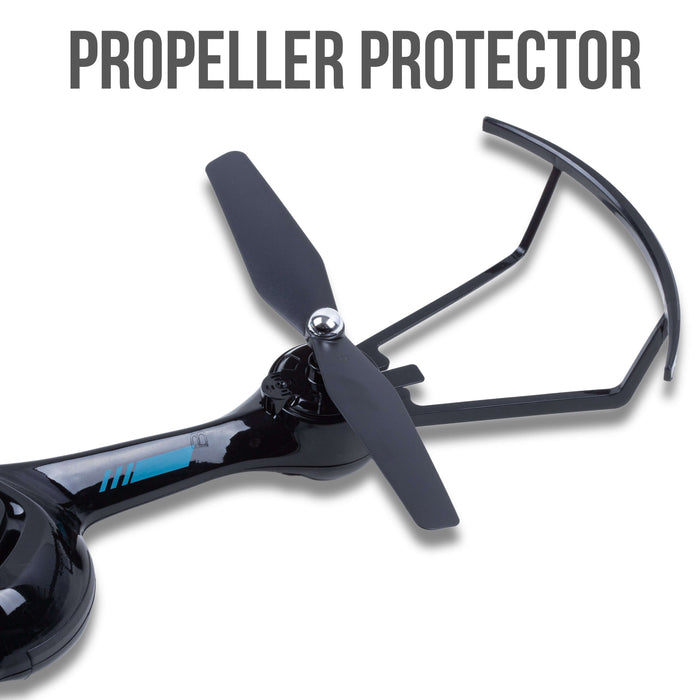 Close-up of Air Blade Drone showing propeller protector for enhanced safety during flights.