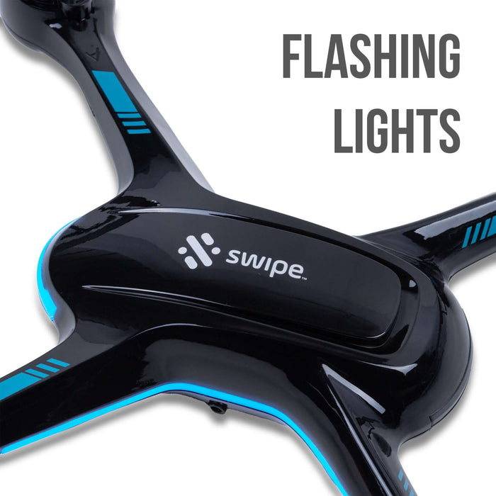 Close-up of Swipe Air Blade Drone showcasing bright flashing lights for captivating flights.