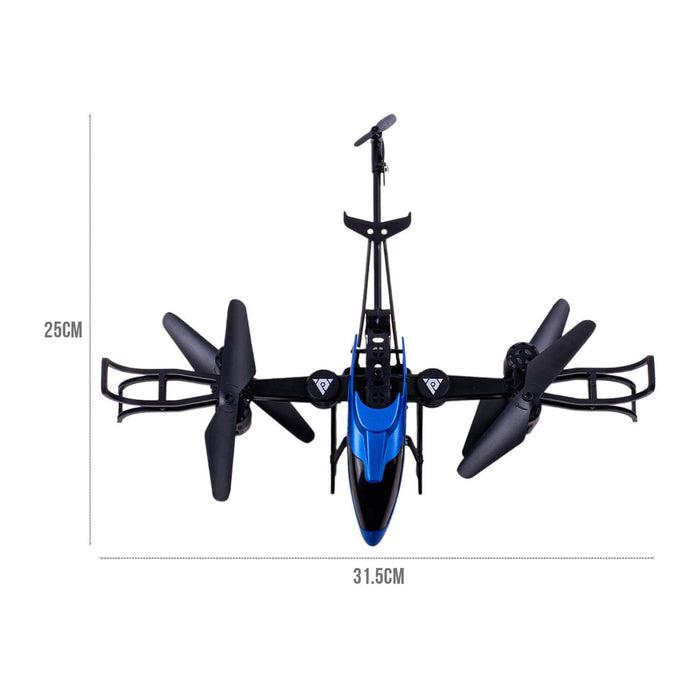 Air Chopper Drone with foldable wings and LED lights, measuring 31.5CM x 25CM for exciting flights and easy storage.
