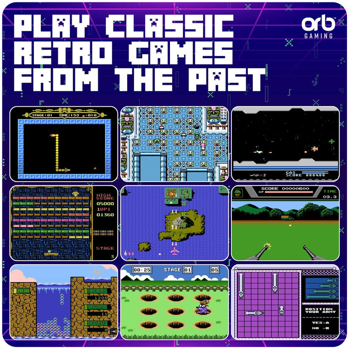 Play classic retro games on the Orb Retro Mini Arcade Machine featuring 240 vibrant 8-bit games.