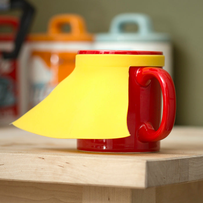 Super Dad Mug with superhero cape design, perfect for coffee or tea, showcasing a unique and fun look.