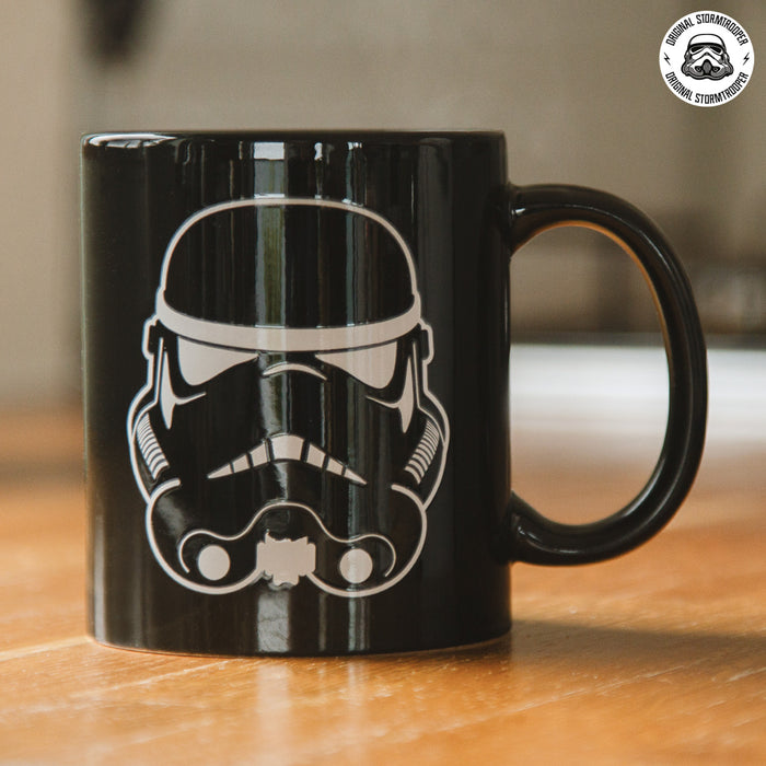 Original Stormtrooper Colour Changing Mug featuring iconic helmet design on a black background.