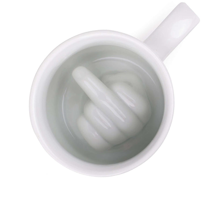 Up Yours 'Prank' Mug featuring a cheeky hidden gesture inside the cup, perfect for humorous daily coffee enjoyment.