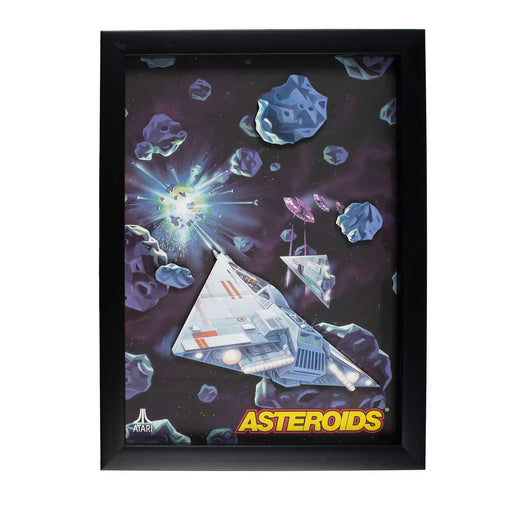 Official Atari 3D Wall Art featuring Asteroids Collection with retro gaming design and vibrant colors.