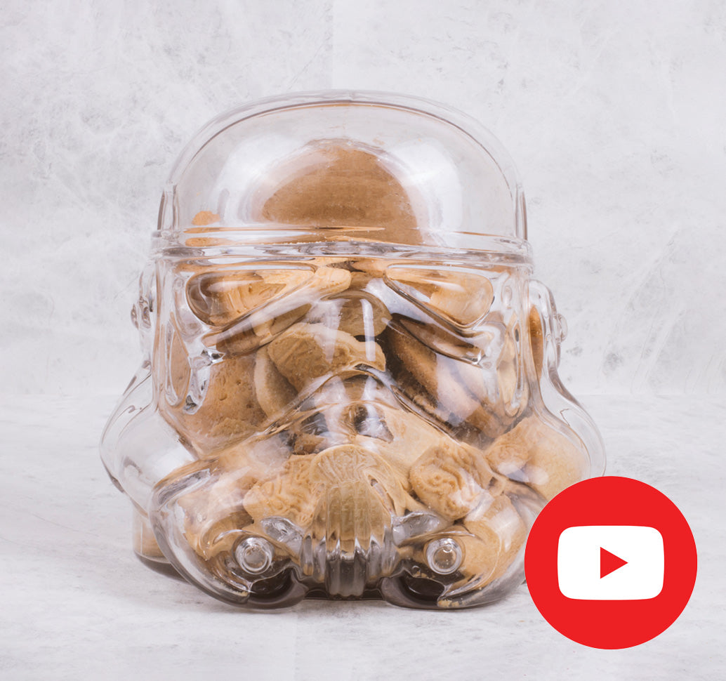 Original stormtrooper helmet cookie jar and YouTube logo