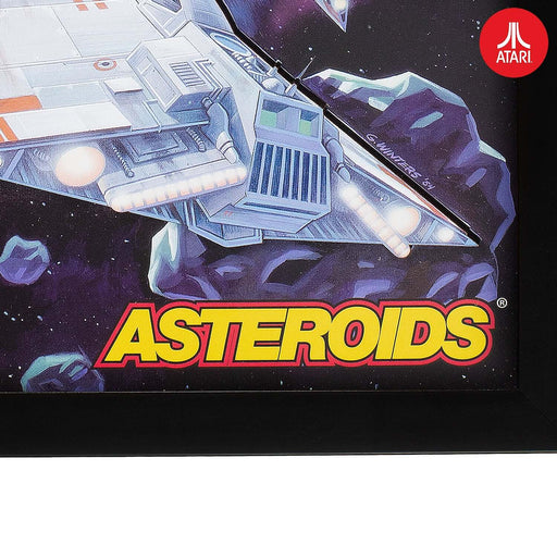 Official Atari Asteroids 3D Wall Art showcasing iconic spaceship design and vibrant graphics.