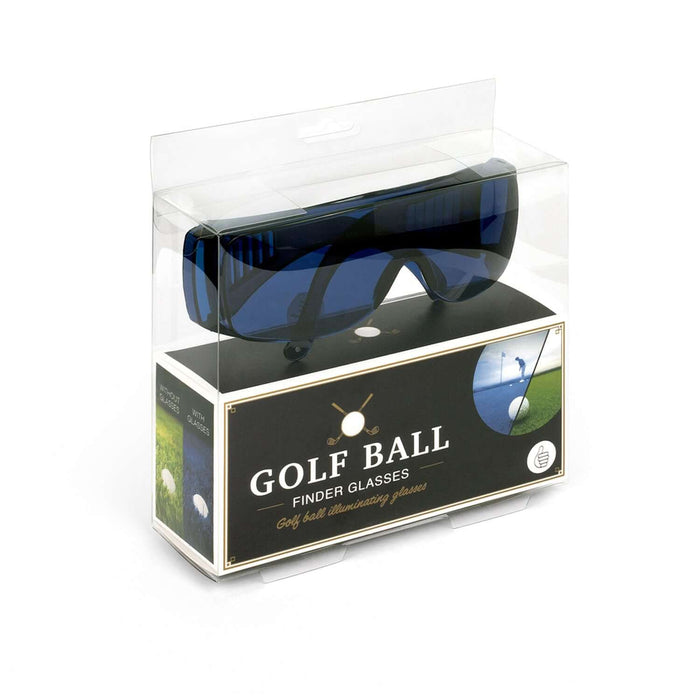 Golf Ball Finder Glasses (Classic Edition) in packaging, featuring stylish blue lenses for enhanced visibility on the golf course.