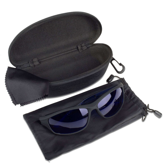 Sport Edition Golf Ball Finder Glasses with protective case and cleaning cloth displayed on a white background.