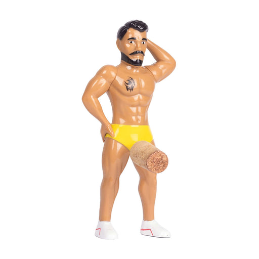Mr. Lovin' Cork Screw in a fun, muscular design wearing yellow trunks, perfect for stylish uncorking at parties and gifts for wine lovers.