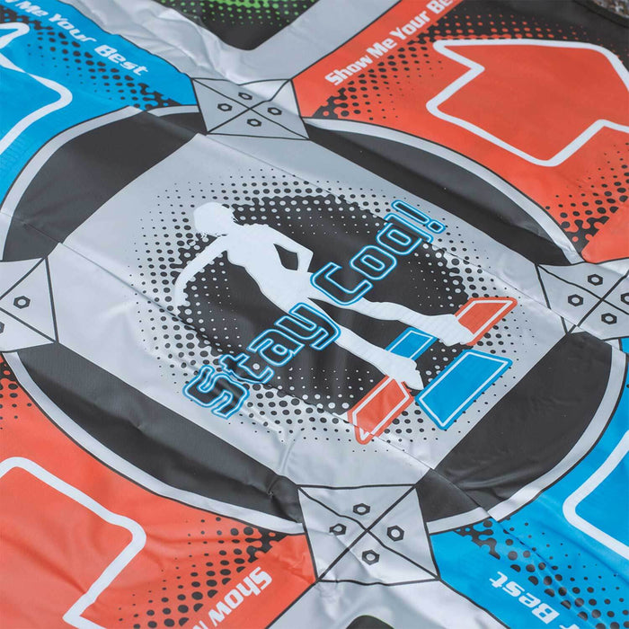 Orb Retro Arcade Dance Mat featuring colorful arrows and "Stay Cool!" text for a fun solo dance experience.