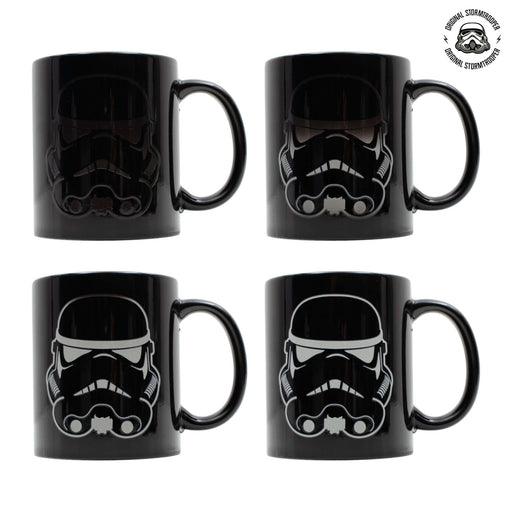 Original Stormtrooper Colour Changing Mug showcasing its design in four angles on a white background.