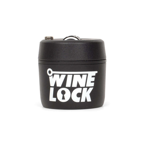 Black Wine Lock with keyhole design for securing wine bottles with a 4-digit pin code. Ideal for wine enthusiasts and gift-giving.