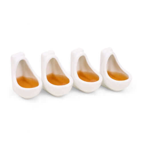 Urinal Shot Glasses (Set of 4) - Unique humorously designed shot glasses for party fun and conversation starters.