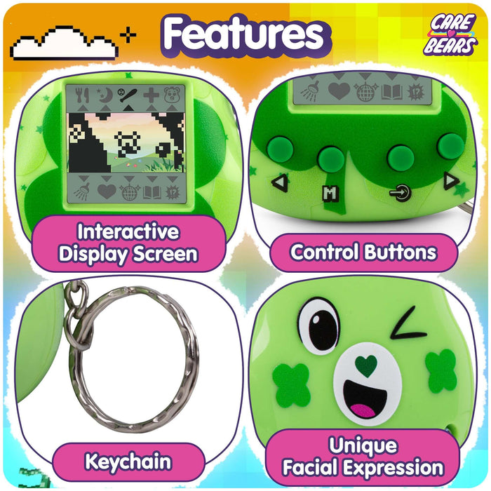 Care Bears Digital Pet features: interactive display screen, control buttons, keychain, unique facial expression.