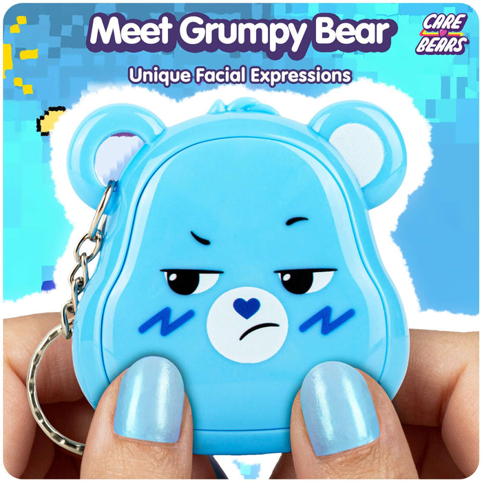 Meet Grumpy Bear, the blue digital pet with unique facial expressions and a playful design.