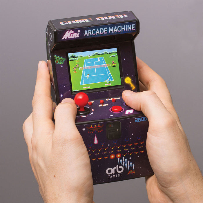 Playing retro tennis game with Orb - Retro Mini Arcade Machine (240-in-1 Games)