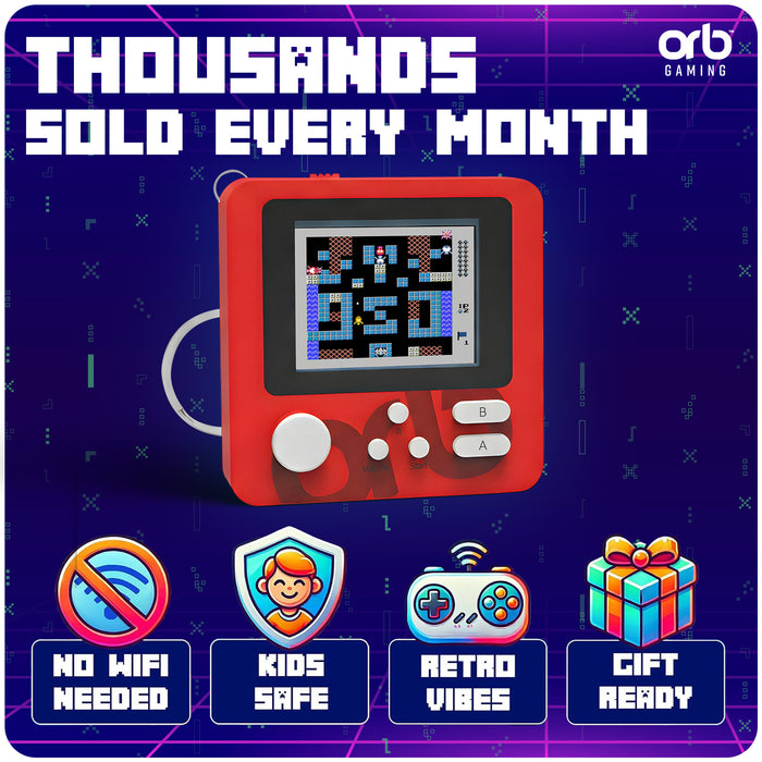 Orb - Block 1 Micro Retro Keyring Console (Red, 168 Games)