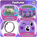 Features of Share Bear digital pet: interactive display, control buttons, keychain, and unique facial expression.