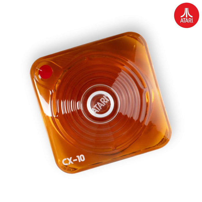 Atari CX-10 Controller Decanter Set lid with iconic Atari logo and action button displayed on white background.