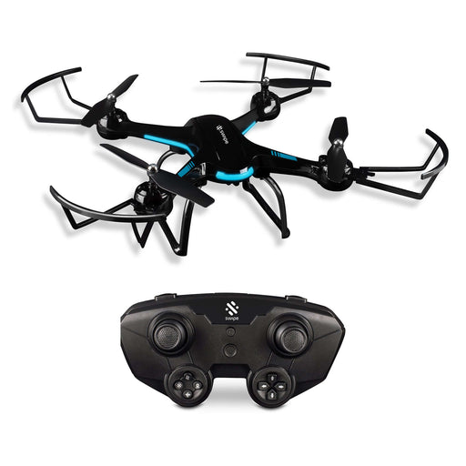 Swipe Air Blade Drone with remote control, featuring bright LEDs and 360° flips for aerial fun.