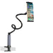 Lazy Arm II - Smartphone & Tablet Holder with flexible gooseneck arm clamped on a surface holding a smartphone.