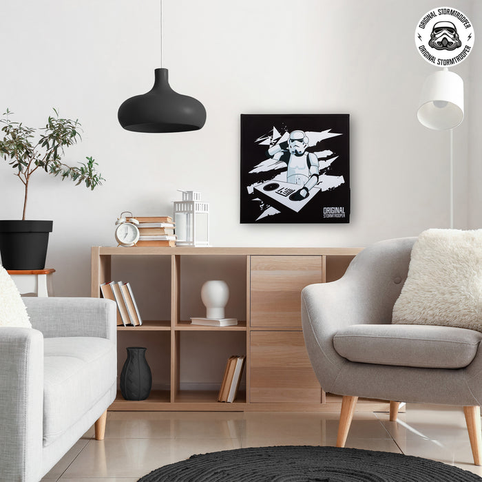 Original Stormtrooper Sound Frame–Bluetooth Speaker Wall Art in Modern Living Room Setting