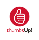 Thumbs Up red colour logo with word