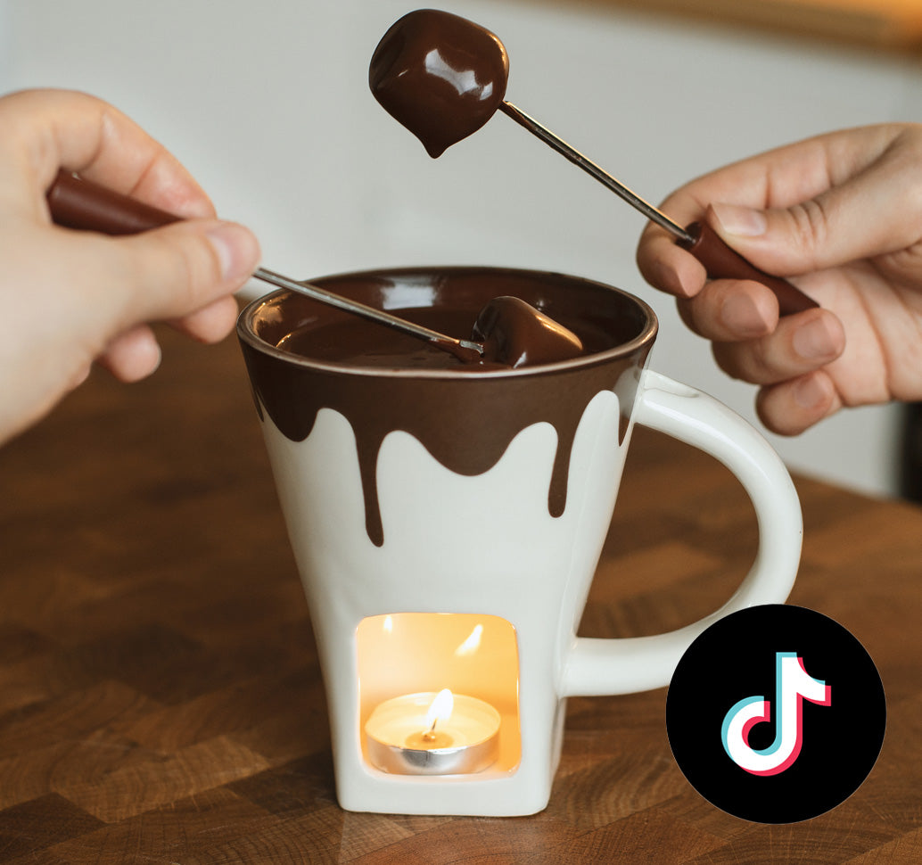 Chocolate Fondue Mug and TikTok logo