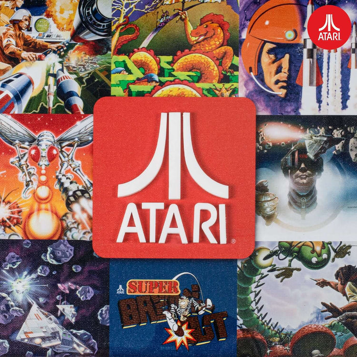 Atari Legends 3D wall art featuring classic game designs and the iconic Atari logo. Perfect retro decor for gaming enthusiasts.