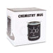 Chemistry Mug featuring caffeine's chemical formula on a black mug, perfect for science lovers and coffee enthusiasts.