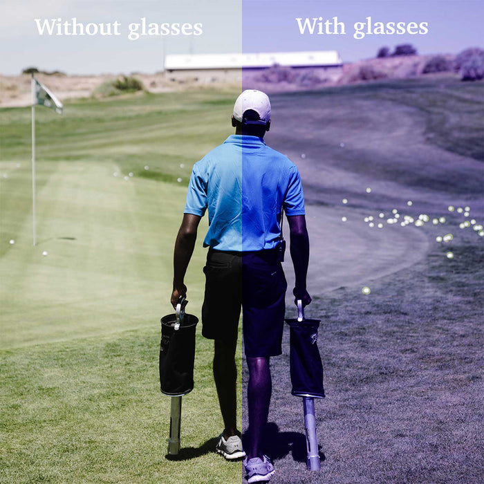 comparison of with and without golf ball finder glasses