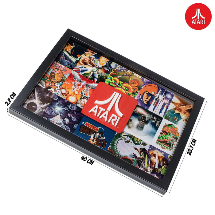 Official Atari Legends 3D wall art showcasing vibrant retro game designs, dimensions 40x28.7x2.2 cm.