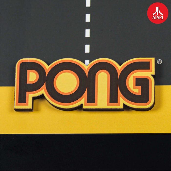 Official Atari Pong 3D Wall Art showcasing vintage gaming design with iconic logo, perfect for retro enthusiasts and collectors.