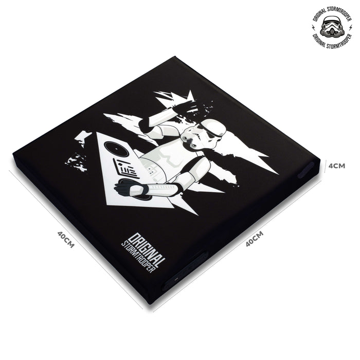 Original Stormtrooper Bluetooth Picture Frame Speaker with DJ design, 40x40 cm, Star Wars memorabilia, high-quality sound.