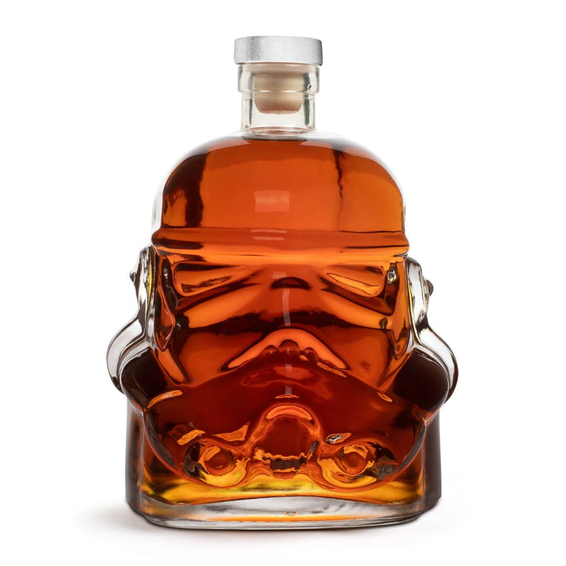 Original Stormtrooper Decanter for Whisky, Bourbon & Scotch, 750ml Flint glass with Steel Cork Seal, iconic helmet design.