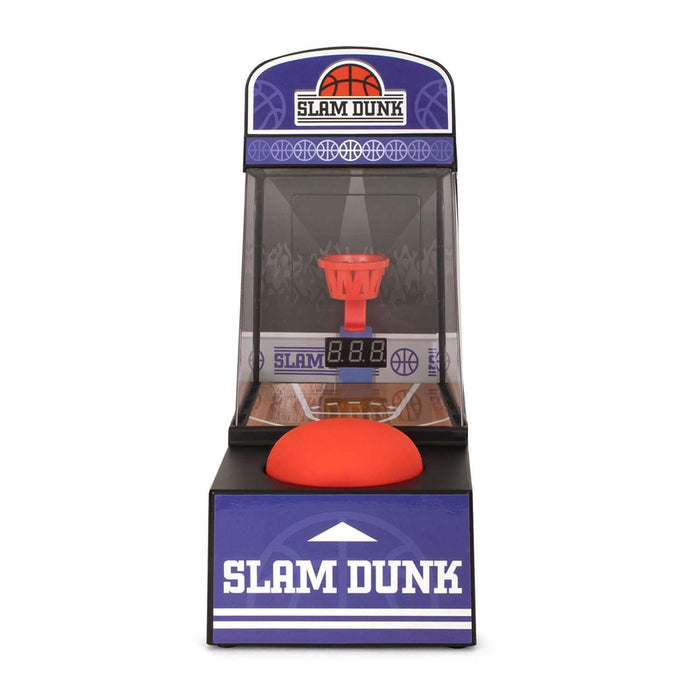 Retro mini arcade basketball game with display and score counter, featuring a tabletop setup for nostalgic gaming fun.